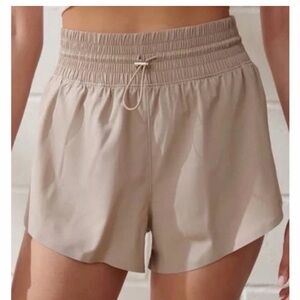 Abercrombie & Fitch Taupe Elastic-Waist Drawstring Athletic Shorts